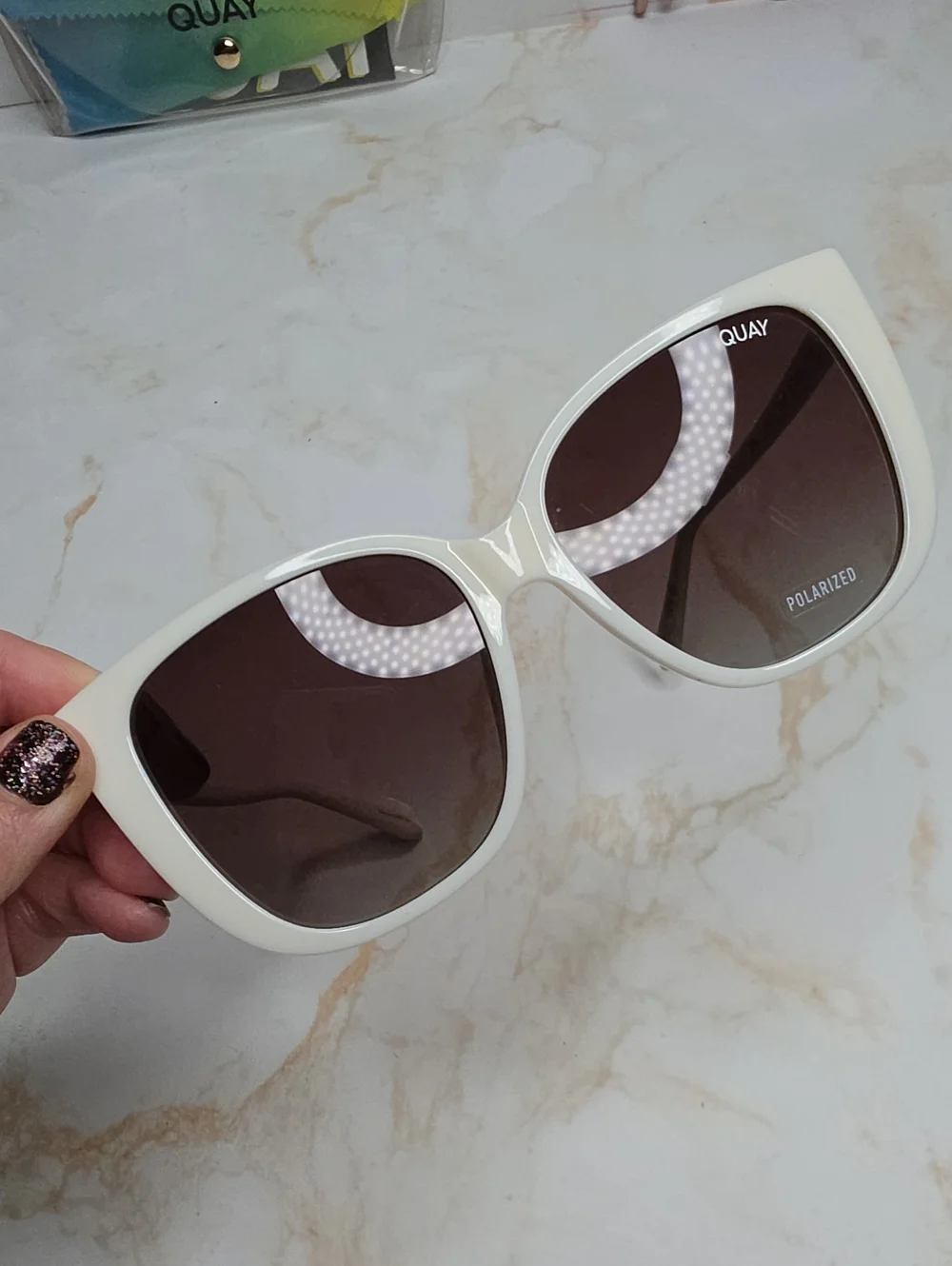 Quay Ever After Oversized White Sunglasses